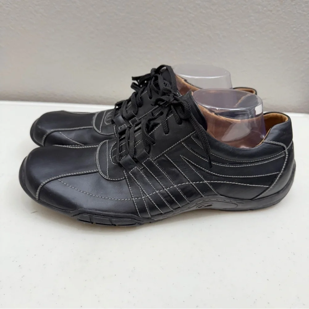 Florsheim Men's Sneakers Shoes Size 10.5 Black Leather Lace up Comfy